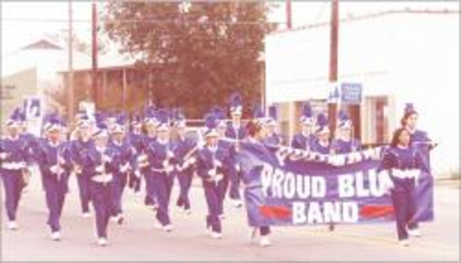 The Proud Blue Band marched proudly Saturday during the Veteran's salute parade in downtown Quitman. The band recently received superior ratings in UIL competition.