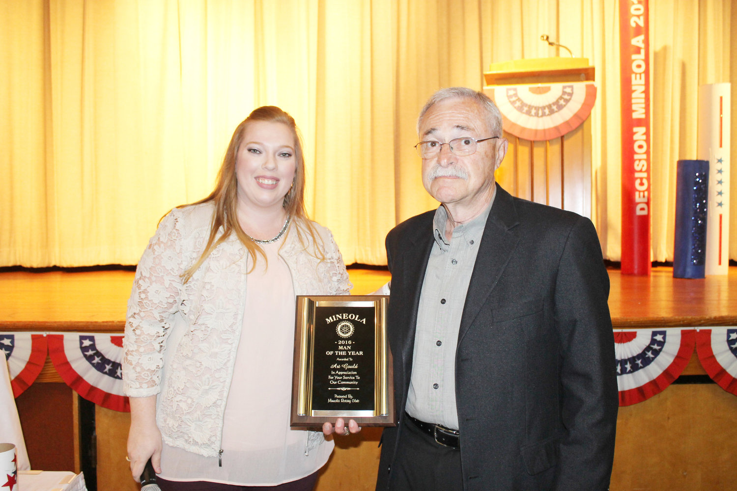 Jayna Williams presented Art Gould with the Man of the Year Award.