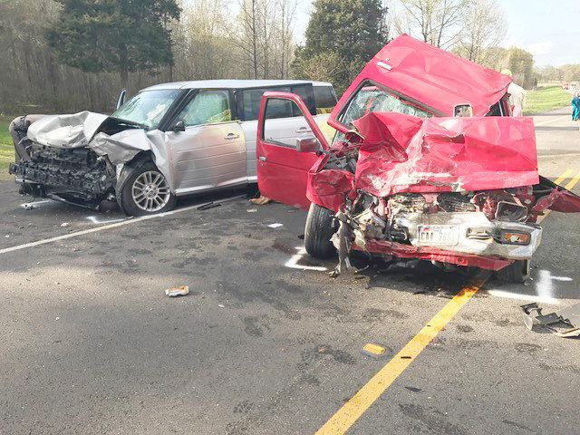 The driver of this red Nissan pickup, Tomas Domine-Castro of Winnsboro, died from injuries sustained in this collision. The passenger in the grey flex, Kristina Brooke, whose seat was reclined, sustained broken bones and bruises. The driver, Jeremy Brooke, had no apparent injury. Both were wearing safety belts. Their two-year-old son in the back seat in a rear-facing carseat was not injured.