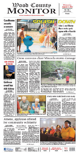 The front page of the first edition of the Wood County Monitor from Aug. 3, 2017.