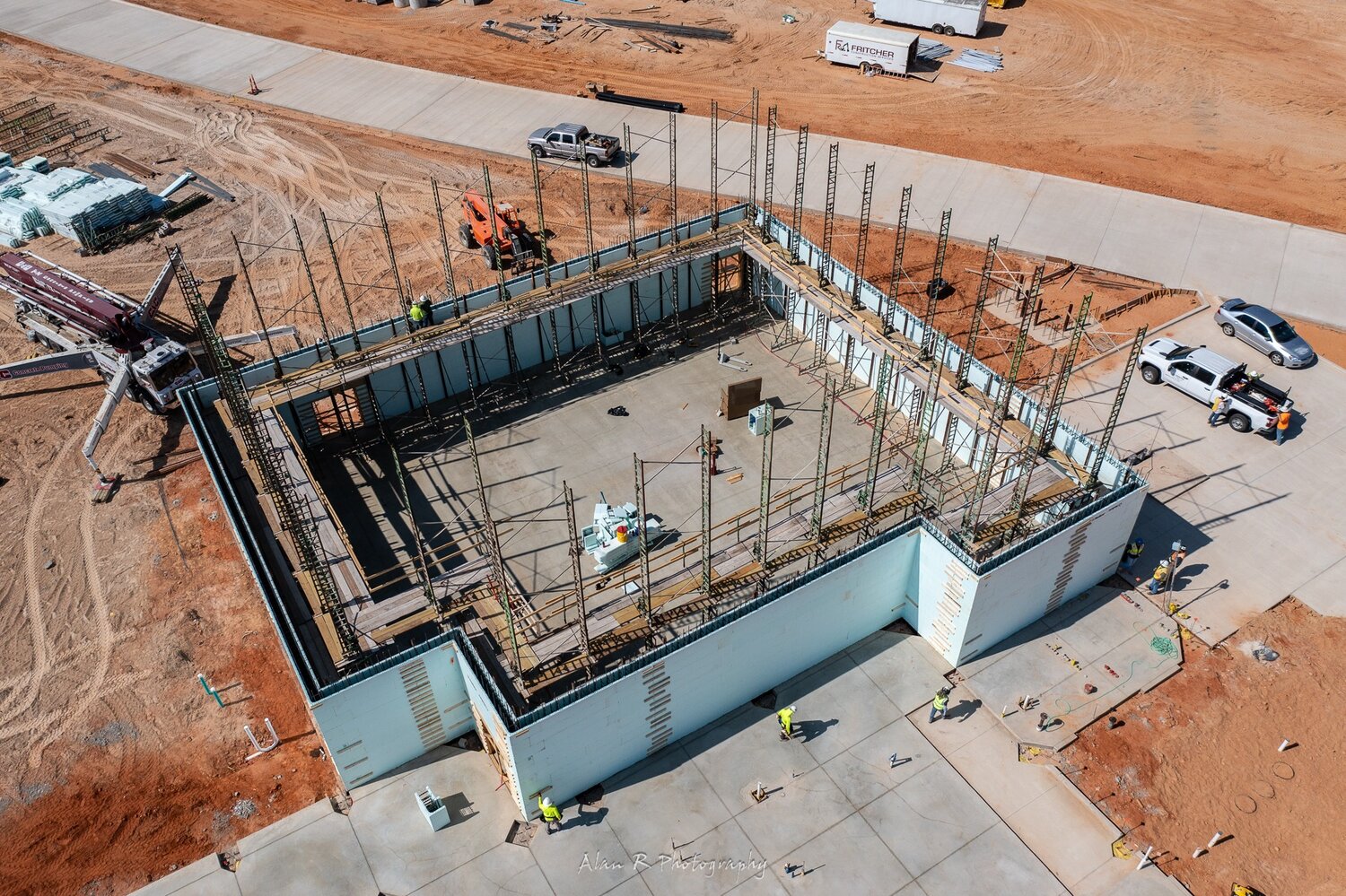 The first walls to go up at the new Mineola Primary School on NE Loop 564 are for the gym which also doubles as a storm shelter large enough to house all students and staff.