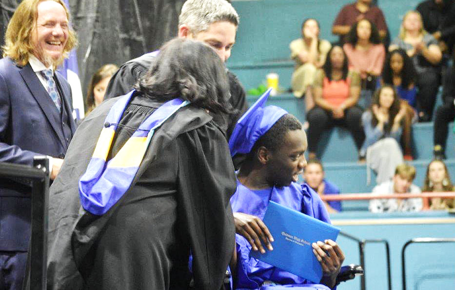 Receiving some of the evening’s loudest cheers and applause at Quitman graduation, especially from his fellow seniors, was Anthony Kiama Mooring.