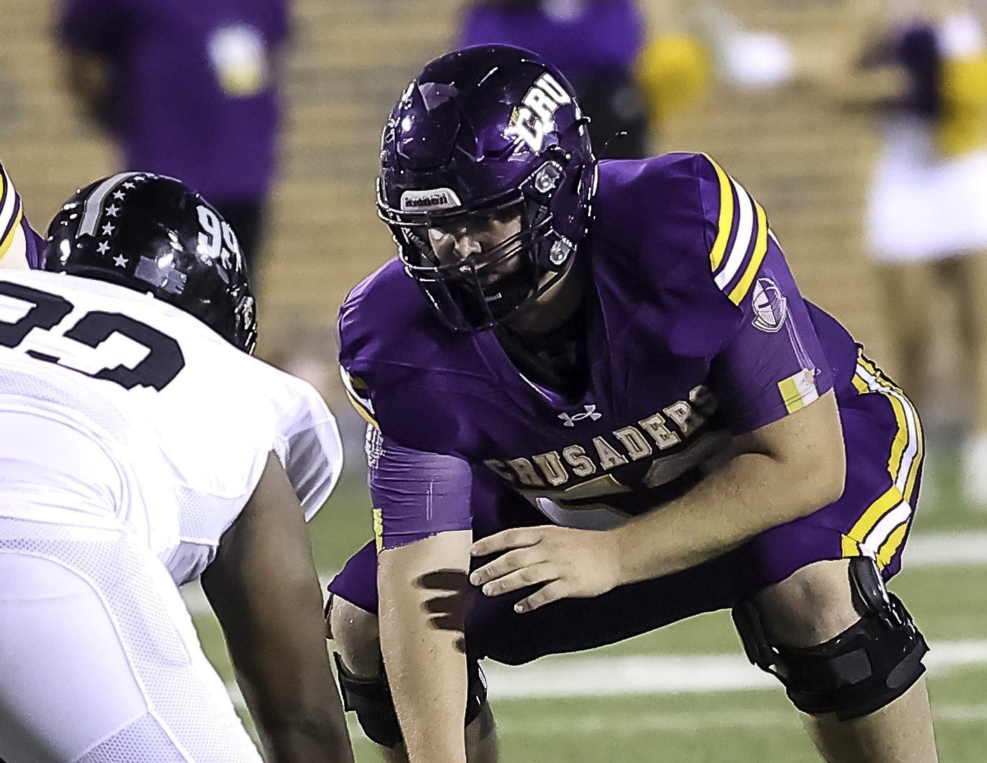 Jacob Dailey in action for the Mary Hardin Baylor Crusaders, where he has been on the team for two seasons.